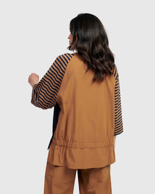 Alembika Gathered Back Raglan Sleeve Top, Stripes - Statement Boutique