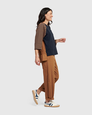 Alembika Gathered Back Raglan Sleeve Top, Stripes - Statement Boutique