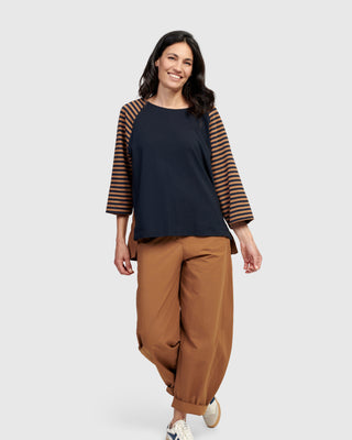 Alembika Gathered Back Raglan Sleeve Top, Stripes - Statement Boutique