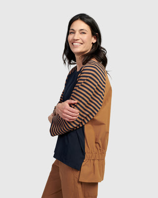 Alembika Gathered Back Raglan Sleeve Top, Stripes - Statement Boutique