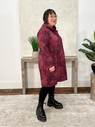 T by Transparente Animal Print Dress, Wine - Statement Boutique