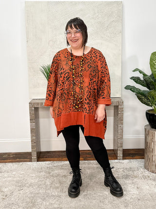 T by Transparente Animal Print Top, Rust - Statement Boutique