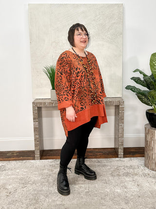 T by Transparente Animal Print Top, Rust - Statement Boutique