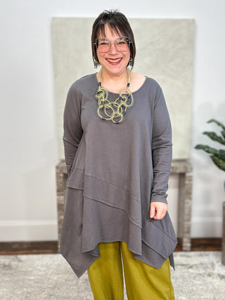 Asymmetric Pullover Tunic, Charcoal