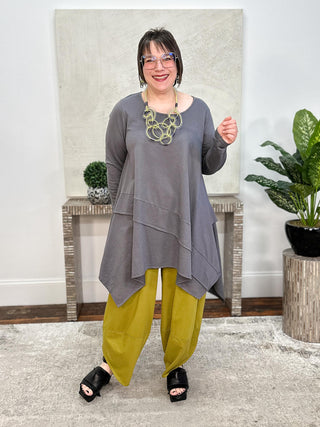 Asymmetric Pullover Tunic, Charcoal