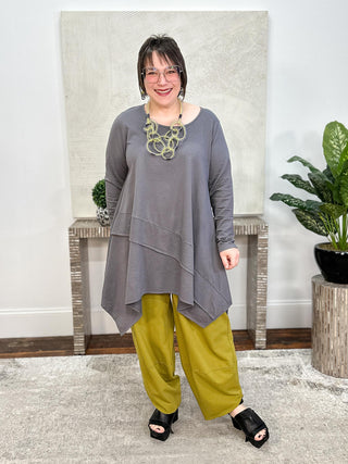 Asymmetric Pullover Tunic, Charcoal