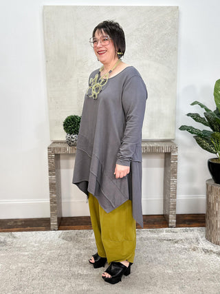 Asymmetric Pullover Tunic, Charcoal
