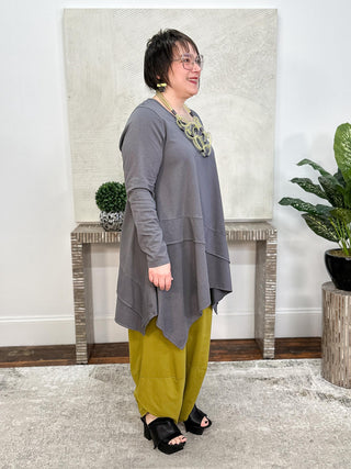Asymmetric Pullover Tunic, Charcoal