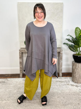 Asymmetric Pullover Tunic, Charcoal