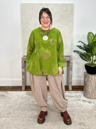 Corduroy Artsy Pullover Top, Kiwi