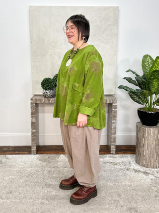 Corduroy Artsy Pullover Top, Kiwi