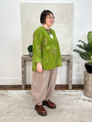 Corduroy Artsy Pullover Top, Kiwi