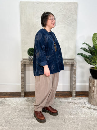 Corduroy Artsy Pullover Top, Navy