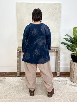 Corduroy Artsy Pullover Top, Navy