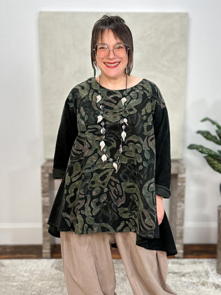 Corduroy Printed Tunic, Black