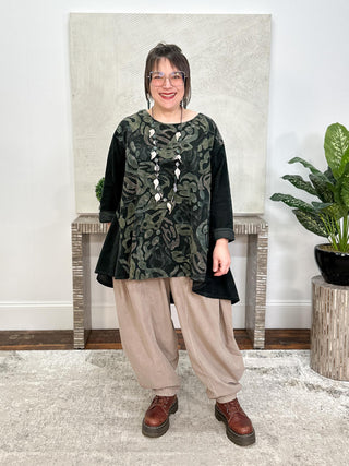 Corduroy Printed Tunic, Black