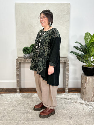 Corduroy Printed Tunic, Black
