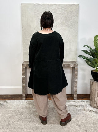 Corduroy Printed Tunic, Black