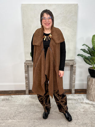 Faux Fur Vest, Brown
