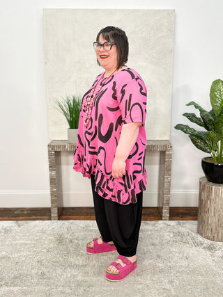 T by Transparente Gibberish Top, Fuchsia - Statement Boutique