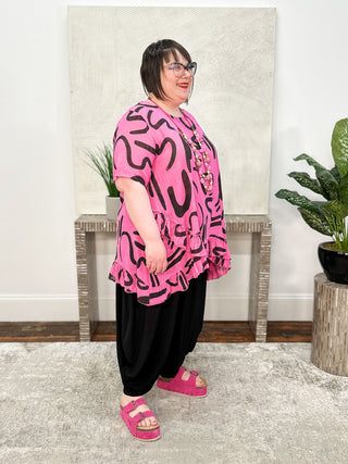 T by Transparente Gibberish Top, Fuchsia - Statement Boutique
