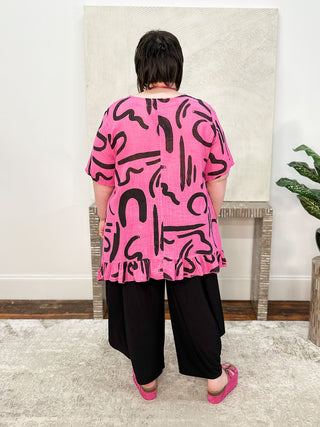 T by Transparente Gibberish Top, Fuchsia - Statement Boutique