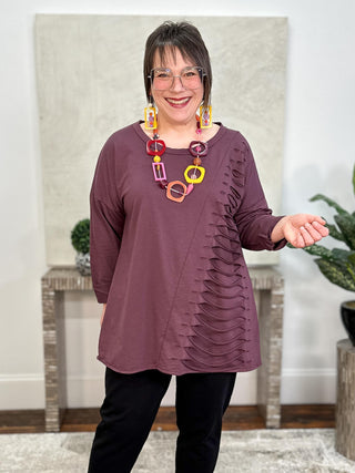 Laser Pullover Top, Bordeaux