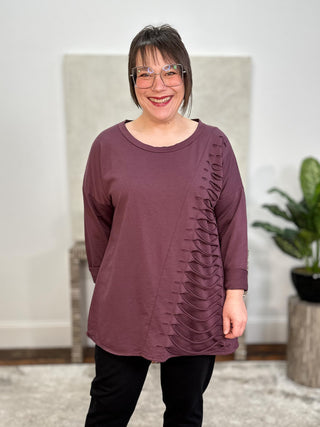 Laser Pullover Top, Bordeaux