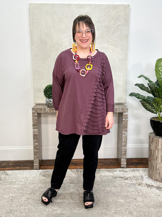 Laser Pullover Top, Bordeaux