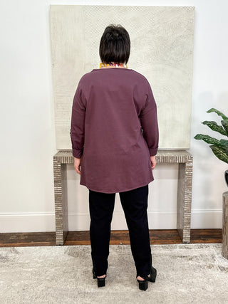 Laser Pullover Top, Bordeaux