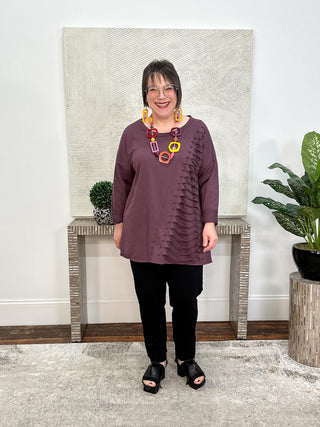 Laser Pullover Top, Bordeaux