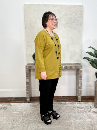 Laser Pullover Top, Olive Oil