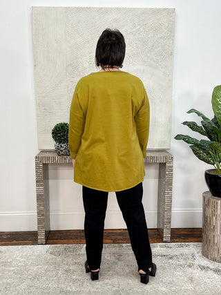 Laser Pullover Top, Olive Oil