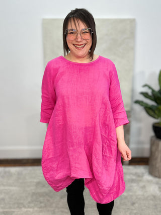 T by Transparente Lisa Dress, Fuchsia - Statement Boutique