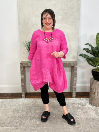 T by Transparente Lisa Dress, Fuchsia - Statement Boutique