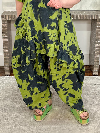 T by Transparente Tie Dye Pants, Kiwi - Statement Boutique
