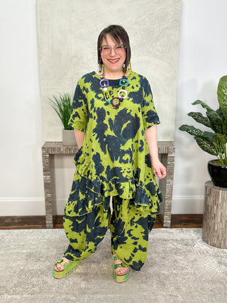 T by Transparente Tie Dye Pants, Kiwi - Statement Boutique
