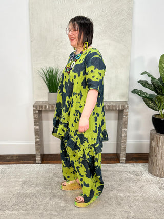T by Transparente Tie Dye Pants, Kiwi - Statement Boutique