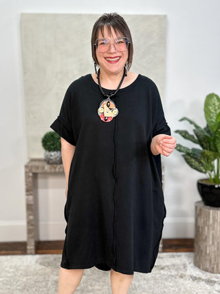 Long Panel & Pockets Tunic, Black