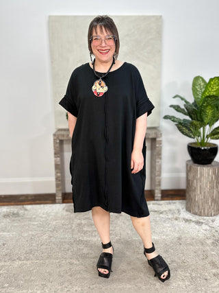 Long Panel & Pockets Tunic, Black