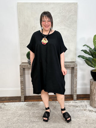 Long Panel & Pockets Tunic, Black