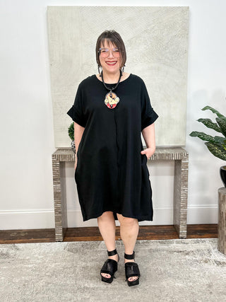 Long Panel & Pockets Tunic, Black