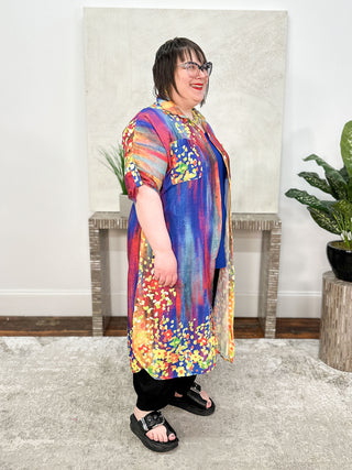 T by Transparente Printed Shirt Dress, Royal Multi - Statement Boutique