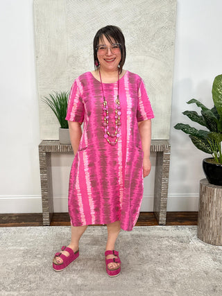 T by Transparente San Fran Dress, Fuchsia - Statement Boutique