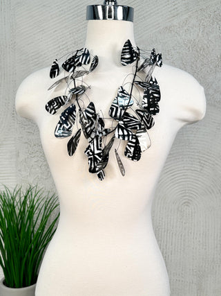Kinetics Necklace, Black/White Mud Butterfly