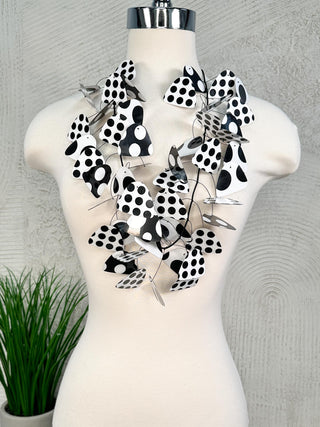 Kinetics Necklace, Black/White Polka Dots