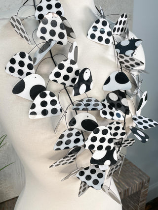 Kinetics Necklace, Black/White Polka Dots
