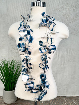 Kinetics Necklace, Dark Blue Batik