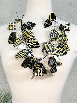 Kinetics Necklace, Golden Olive/Black Deco