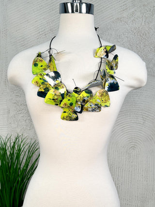 Kinetics Necklace, Neon Yellow/Grey Splash